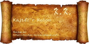 Kajtár Kolos névjegykártya