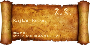 Kajtár Kolos névjegykártya